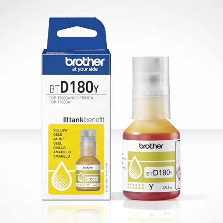 Brother BTD180Y, Tintenflasche gelb für Tintenstrahldrucker, Nachfülltinte für bis zu 5000 Seiten