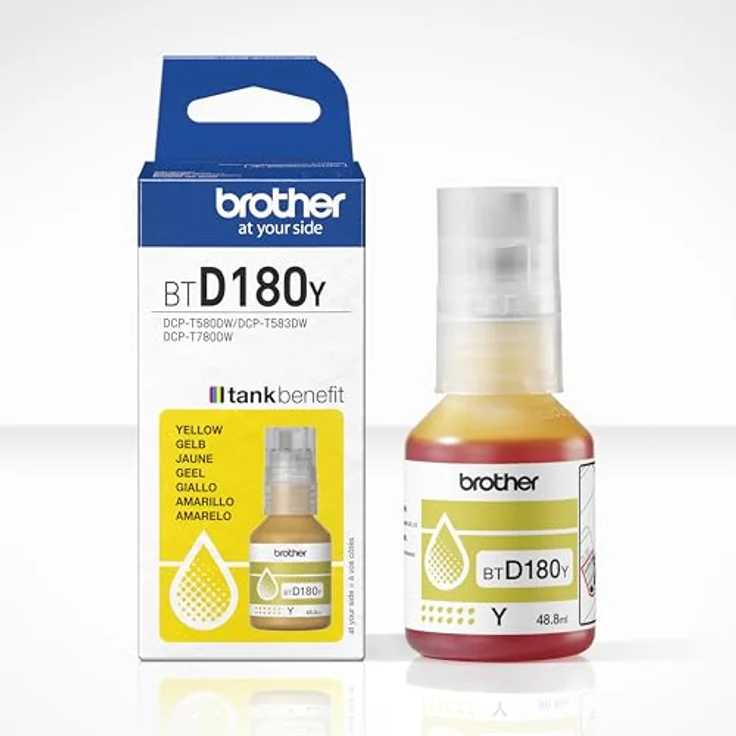 Brother BTD180Y, Tintenflasche gelb für Tintenstrahldrucker, Nachfülltinte für bis zu 5000 Seiten – Bild 1