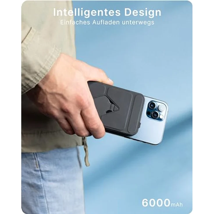 Voomy Charge P6 Kompakte Magnetic 6000 mAh Powerbank, Kabelloses Laden (Magsafe) und Schnellladefunktion USB-C 20W – Bild 6