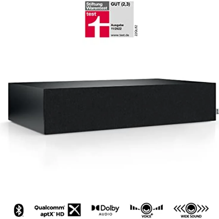 Nubert nuBoxx AS-225 max | Schwarze Soundbar mit schwarzer Front | Soundplate für Streaming | TV-Lautsprecher mit Bluetooth aptX HD | Soundbase mit 180 W | Stereobase mit Sprachoptimierung | Sounddeck – Bild 2