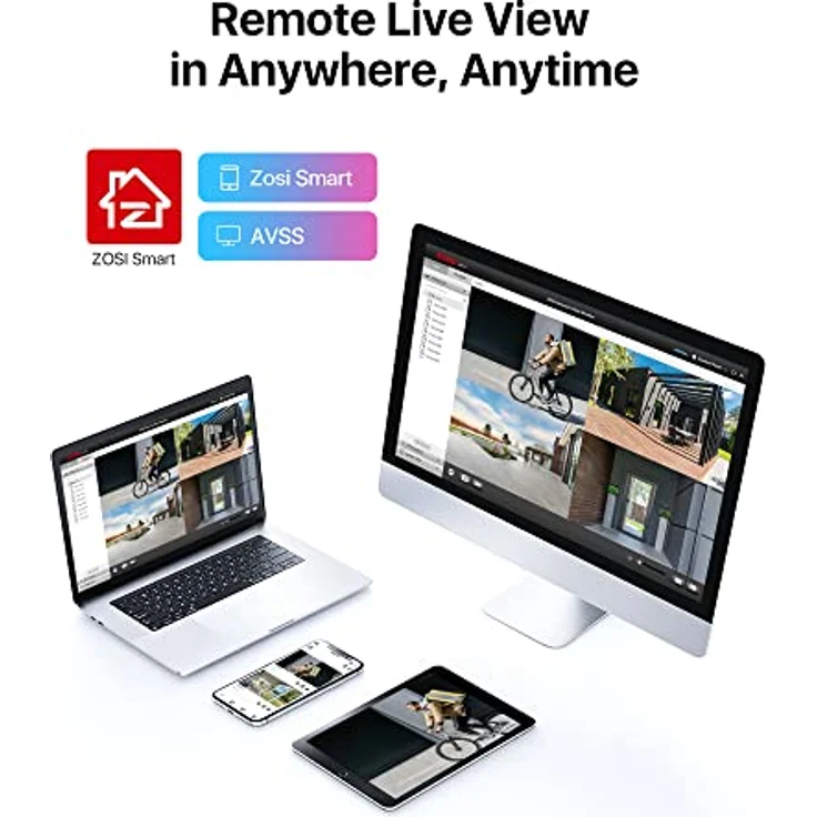 ZOSI Z1080P, Außen Video Überwachungskamera Set mit 8CH DVR Recorder, 1TB Festplatte, 4x 2MP Sicherheitskameras, Bewegungserkennung, wetterfest IP66 – Bild 4
