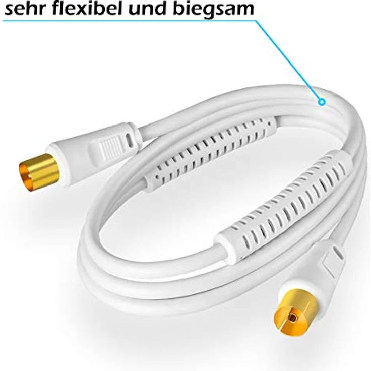 20m Antennenkabel vergoldet mit 2x Ferritkern ''WEISS'' (HB80208-128-20-G) – Bild 3