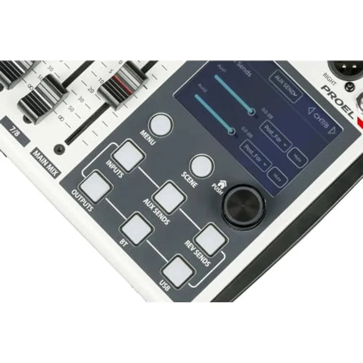 Proel Digipad 8, Digitaler 8-Kanal Mixer mit USB/BLUETOOTH Interface, 7 motorisierten Fadern und 3" Touchdisplay – Bild 6