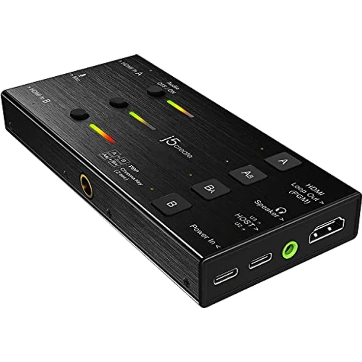 j5Create JVA06 Dual HDMI Video Capture, 1080p Game Recorder mit Chroma Key, Schwarz