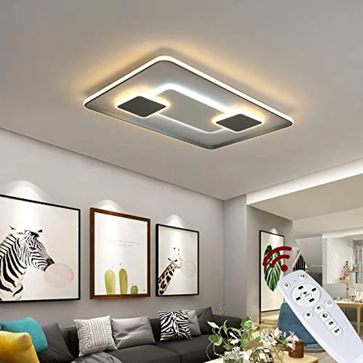 Eurotondisplay LED Deckenleuchte 9641-CFX, 90x60 cm 224W, Fernbedienung, dimmbar, weiß/schwarz, A+ – Bild 1