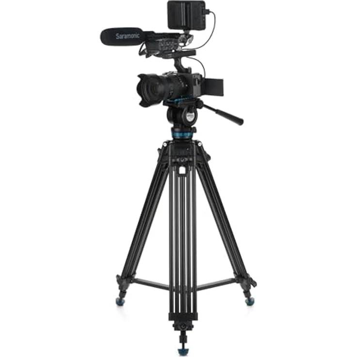 Benro KH25PC Videostativkit, Aluminium Videostativ mit 75-156 cm Höhe, 6,8 kg Traglast, kontinuierlicher Schwenkwiderstand, Wasserwaage – Bild 5