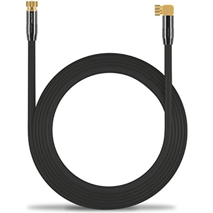 deleyCON 20m SAT Antennenkabel PREMIUM HDTV Satellitenkabel gewinkelt Koaxialkabel - F-Stecker (90° Grad) zu F-Stecker - Schwarz - METALL vergoldet – Bild 5