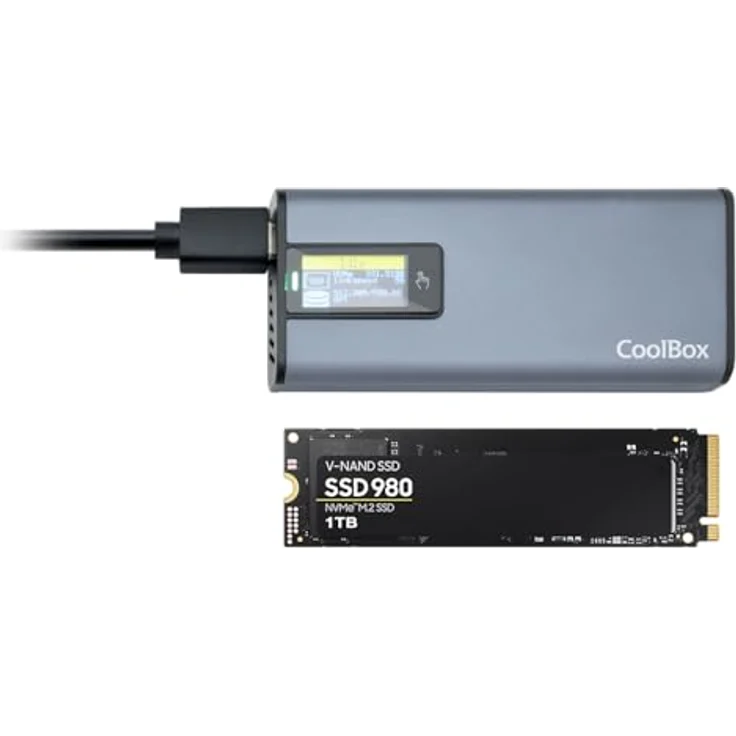 CoolBox COO-MCM-M2F Festplattengehäuse, M.2 SSD-Enclosure aus Aluminium mit USB Typ-C, grau – Bild 7