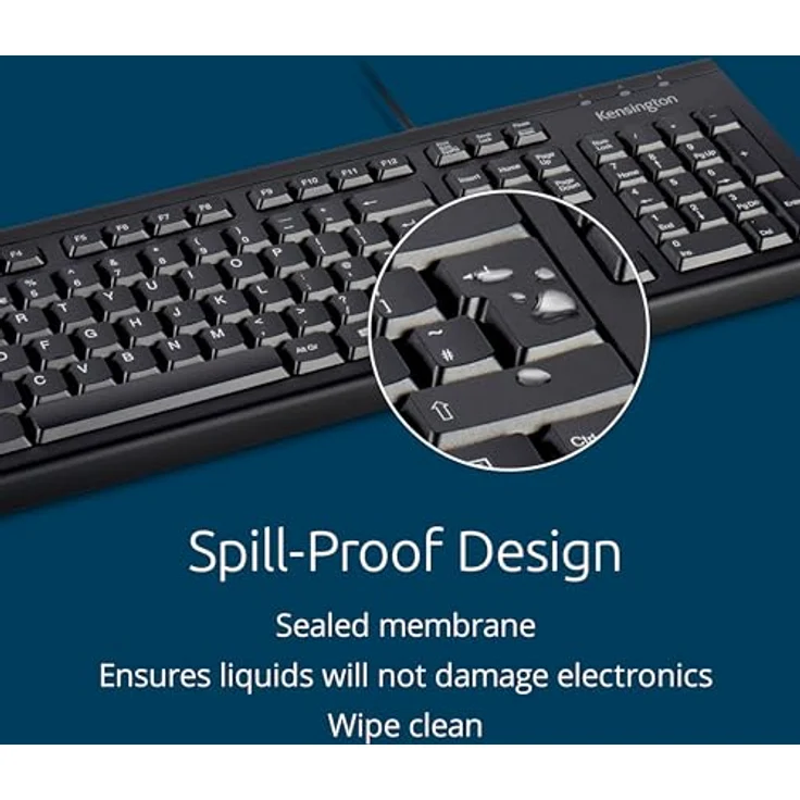 Kensington KB100 EQ Full Size Tastatur - Volle Größe (100%) - Kabelgebunden - USB - Membran Key Switch - Schwarz – Bild 4