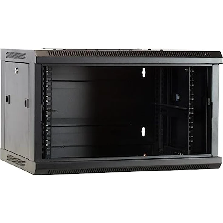 DSIT 6HE Netzwerkschrank (Serverschrank) 19 Zoll Wandmontage - mit Glastür (BxTxH) 600 x 450 x 367mm - Schwarz - Abschließbar - Traglast 60 kg - Robuste Konstruktion – Bild 4