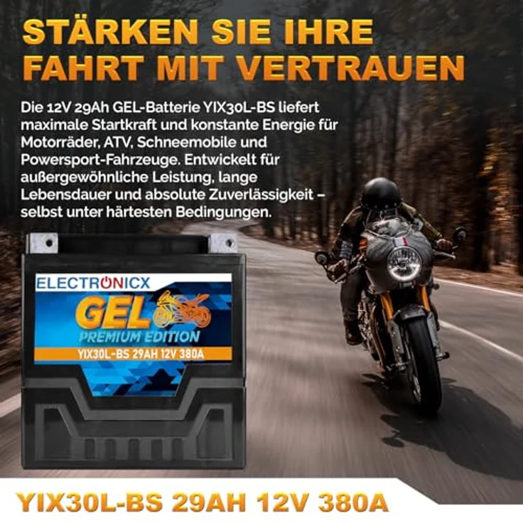 Electronicx Extreme Edition GEL Motorradbatterie 29Ah 12V – wartungsfrei, auslaufsicher, vibrationsfest für Motorrad, Roller, Quad und ATV – Bild 2