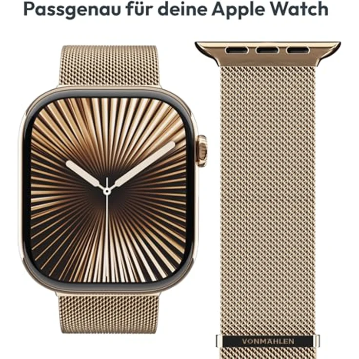 Vonmählen Milanese Loop 2 für Apple Watch 40/41/42 mm, Edelstahl Uhrenarmband in Sunset Gold mit hochwertiger Verarbeitung – Bild 6