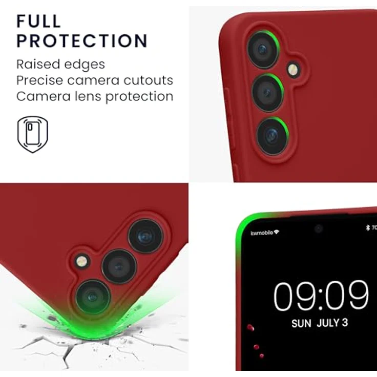 kwmobile Handyhülle für Samsung Galaxy A55 5G - weiches TPU Silikon Case, rutschfest und reißfest, Rhabarber Rot – Bild 3