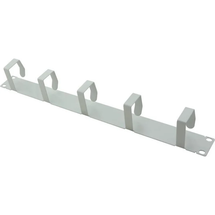 Helos Kabelführungsplatte für Schaltschrank, mit 6 Metallhalterungen, Hellgrau, 1U, 48.3 cm (19")