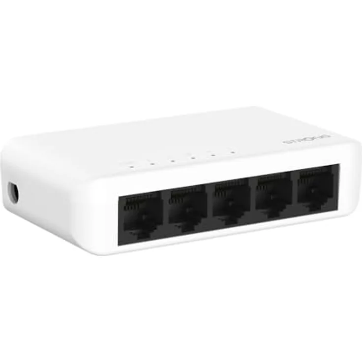 STRONG SW5000P | 5-Port Switch Gigabit Ethernet | Tisch- und Wandmontage | Ideal für schnelle LAN-Verbindungen | Netzwerkerweiterung | weiß
