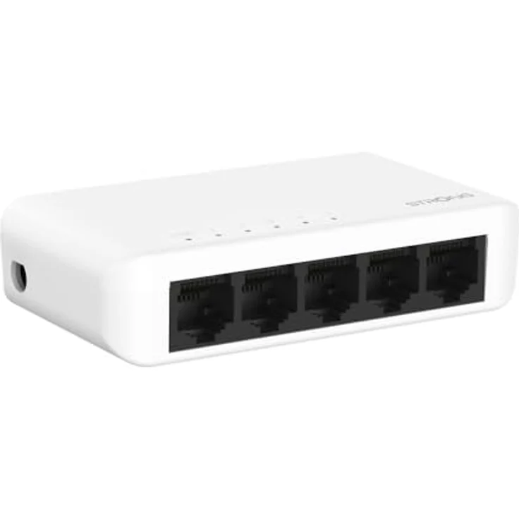 STRONG SW5000P | 5-Port Switch Gigabit Ethernet | Tisch- und Wandmontage | Ideal für schnelle LAN-Verbindungen | Netzwerkerweiterung | weiß – Bild 1