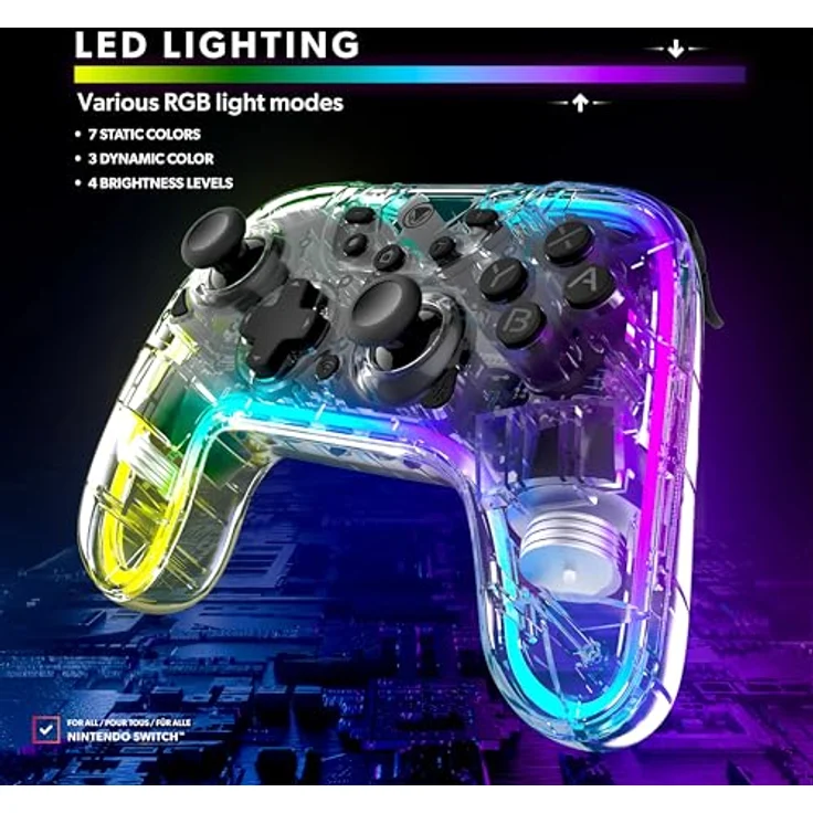 Snakebyte GAMEPAD RGB S - Wireless Controller für Nintendo Switch, präzise Hall-Effect-Sensoren, Audioanschluss, RGB-Beleuchtung, Schnellladung – Bild 3