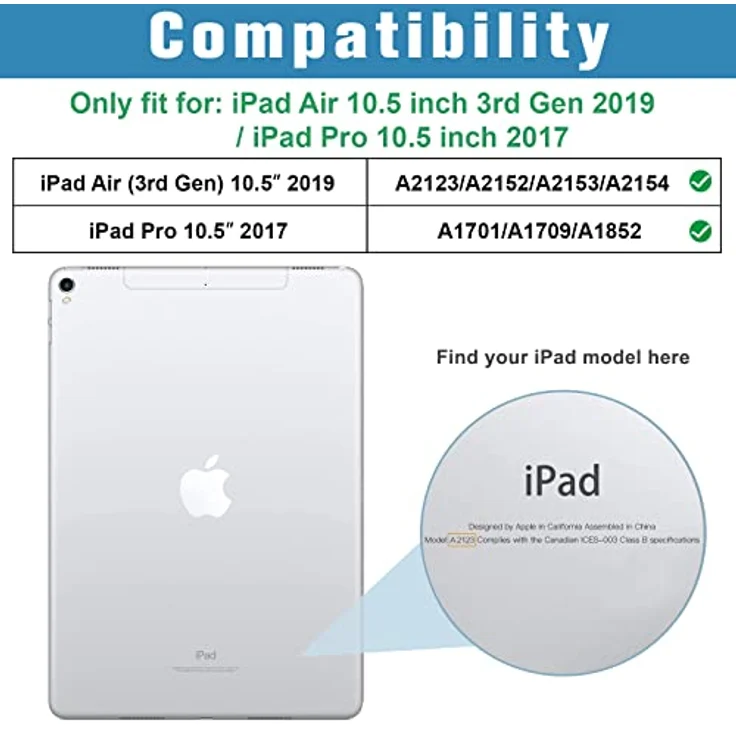ProCase Hülle für iPad Air 10.5" (3rd Gen) 2019 / iPad Pro 10.5" 2017, ultra dünne Klapphülle mit Kickstand und Auto Schlaf-/Aufwachdunktionen – Teal – Bild 2