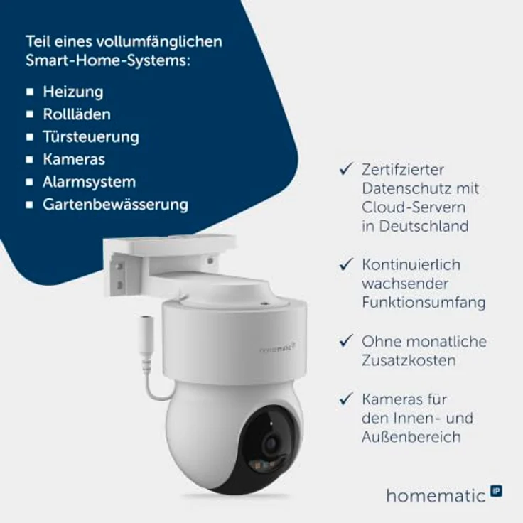 Homematic IP Außenkamera, Smart Home Überwachungskamera mit 5 MP, AI Bewegungs-/Geräuscherkennung, Zwei-Wege-Audio, Nachtsicht, 162943A0 – Bild 3