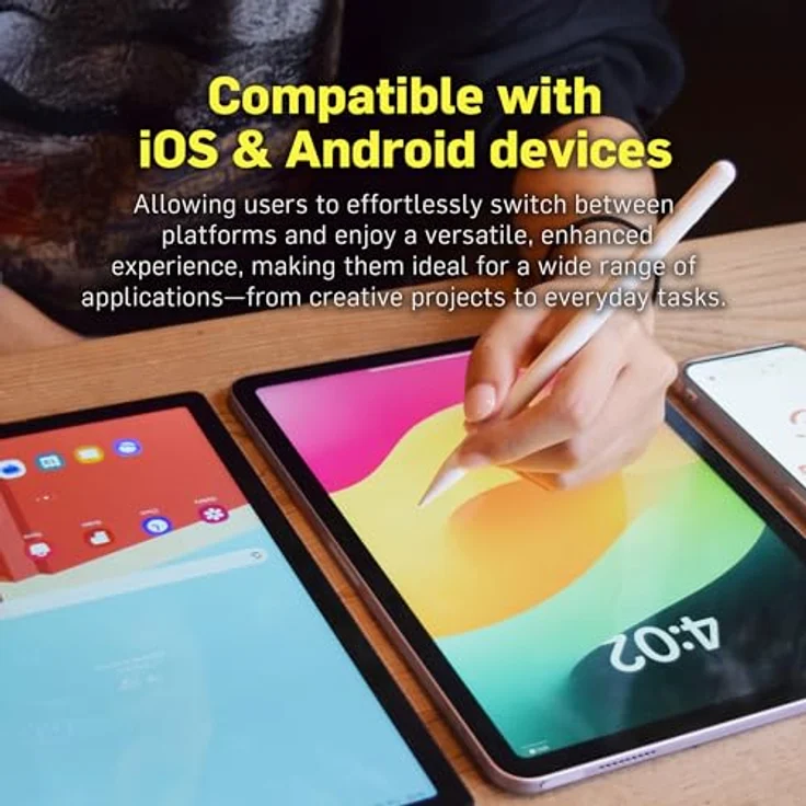 Adonit Dash SE Stylus für iOS Android- weiß- Magnetisch befestigbar, 10-Stunden-Akkulaufzeit, austauschbare Spitze – Bild 2