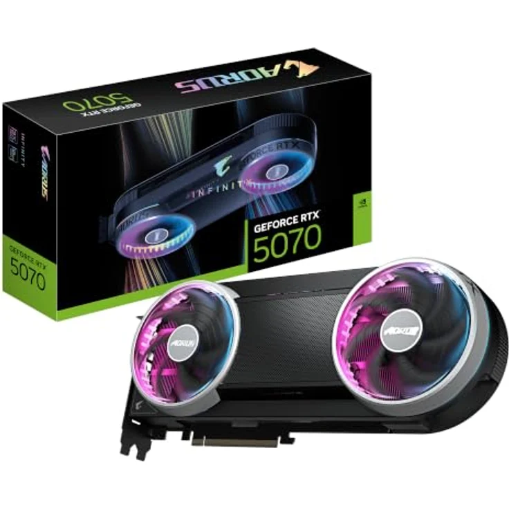 GIGABYTE GeForce RTX 5070 AORUS INFINITY, 12GB GDDR7 RAM, Overclocked, RGB Halo, 309mm Länge – Bild 1