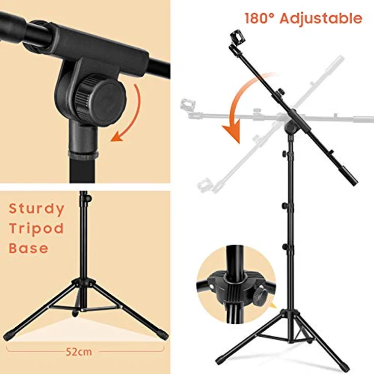 CAHAYA 2 in 1 Dual-Use Mikrofonständer boden Mikrofonstativ mit galgen, mit tragbare Tasche und zwei Mikrofonclips, geeignet für Bühnentreffen, Live-Sprache usw CY0239, Medium – Bild 4
