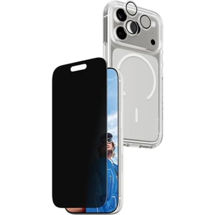 PanzerGlass 3-in-1 Privacy Set, Schutzfolie für Apple iPhone 17, transparent, kratz- und stoßfest, MagSafe-kompatibel – Bild 4