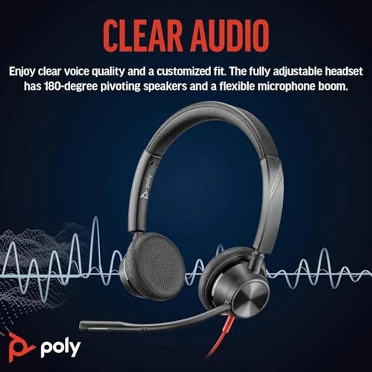 Poly Blackwire 3325, Schnurgebundenes Headset mit flexiblem Mikrofonarm, Hi-Fi-Stereo, USB-C/USB-A/3,5 mm, kompatibel mit Teams und Zoom – Bild 4