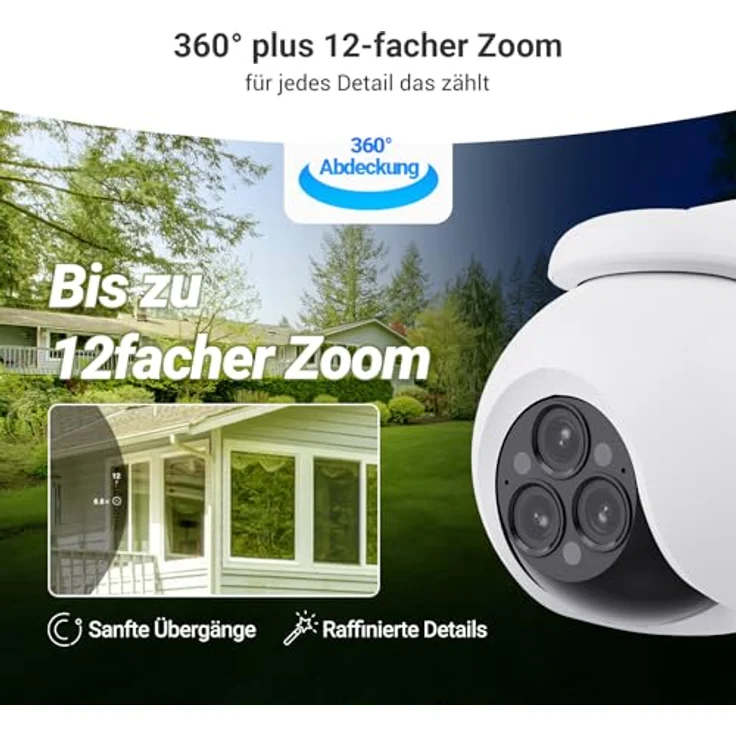 EZVIZ H80f Multi, WiFi Überwachungskamera für den Außenbereich, 4 MP mit 12-fach Zoom, Auto-Tracking, Farbnachtsicht bis 20m, bidirektionales Audio, IP67 wetterfest – Bild 2