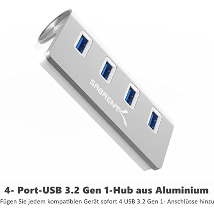 Sabrent USB HUB - Premium 4-Port USB 3.0 Silber Aluminum Hub (76cm Kabel) für iMac, MacBook, MacBook Pro, MacBook Air, Mac Mini oder einem beliebigen PC [Silber] (HB-MAC3) – Bild 2