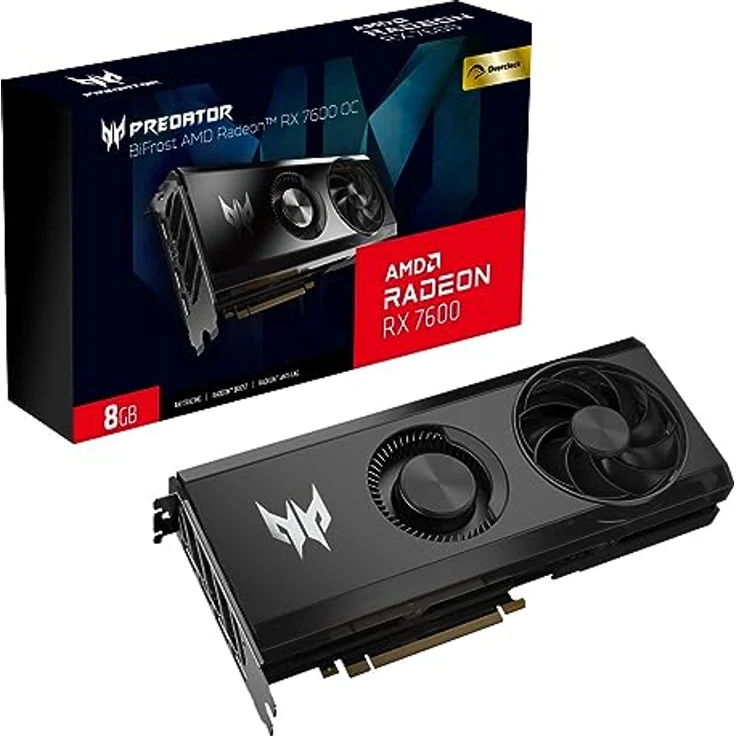 Acer ACER Predator BiFrost AMD Radeon RX 7600 OC 8GB Grafikkarte, Dual Fan Design, Ray Tracing, 8 GB GDDR6, Schwarz – Bild 2