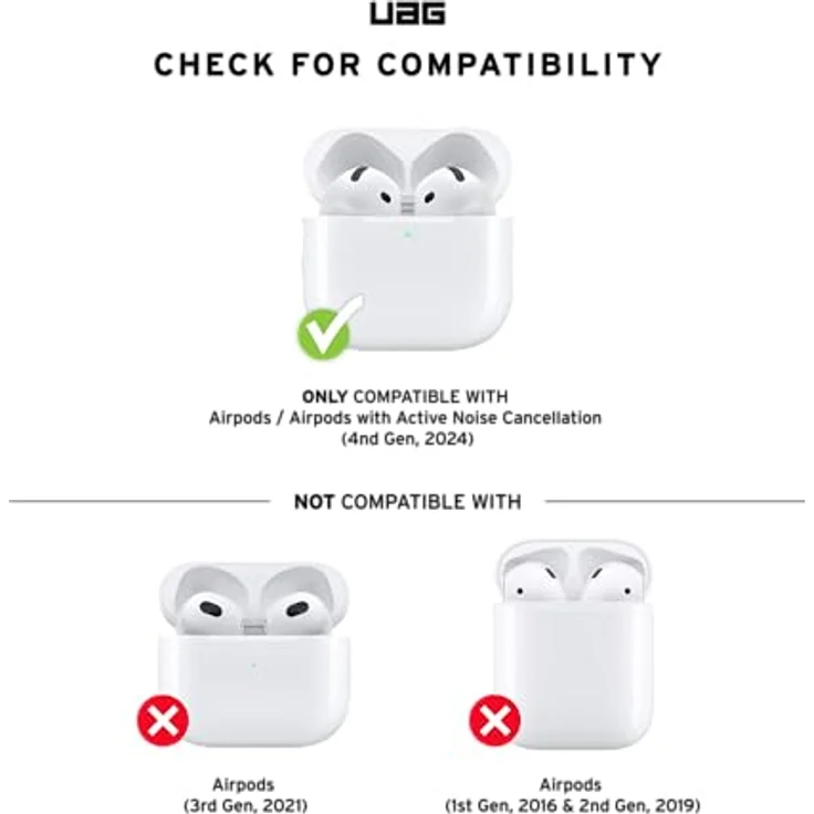 URBAN ARMOR GEAR Scout Case für Apple AirPods 4, Wireless-Charging kompatibel, magnetische Aufladung, abnehmbarer Karabinerhaken, olive – Bild 2