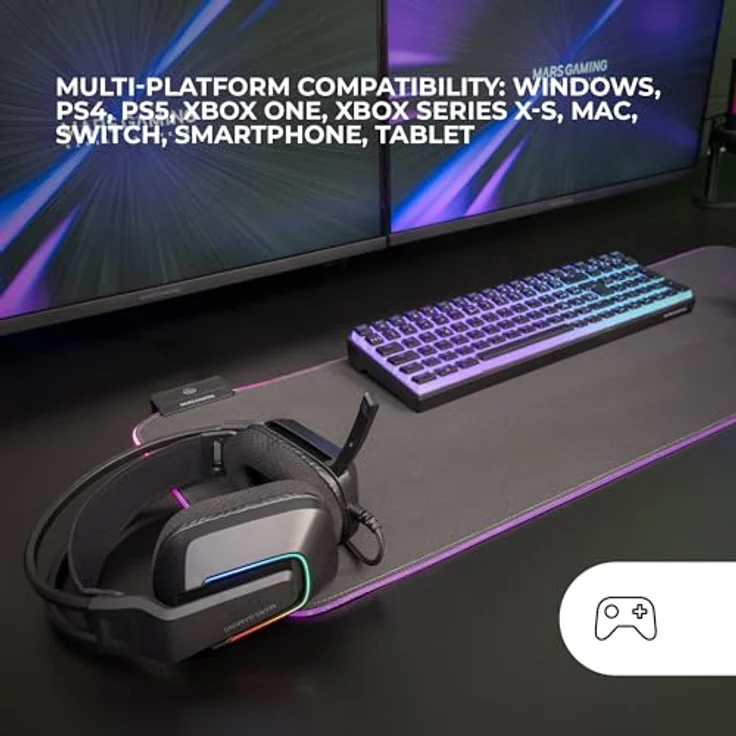 Mars Gaming MH-Strike, Gaming-Headset mit FRGB Rainbow Beleuchtung, 50mm Neodym-Treibern, klappbarem Mikrofon, integrierter Steuerung, Air-Ohrpolstern und verstellbarem Kopfbügel, multiplattformfähig, Schwarz – Bild 5