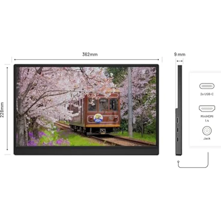 JapanNext JN-MD-i156F-LE, Tragbarer Monitor 15.6" IPS Full HD (1920x1080) mit integrierten Lautsprechern, MiniHDMI, USB-C und G-Sync/FreeSync – Bild 3