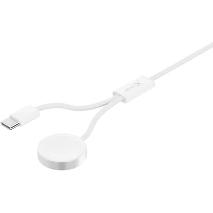 Xlayer 2-in-1 feingewebtes Kabel mit USB Typ C & Apple Watch Charger 1.5m, Ladekabel für Apple, Android sowie Smartphone und Tablet, White – Bild 3