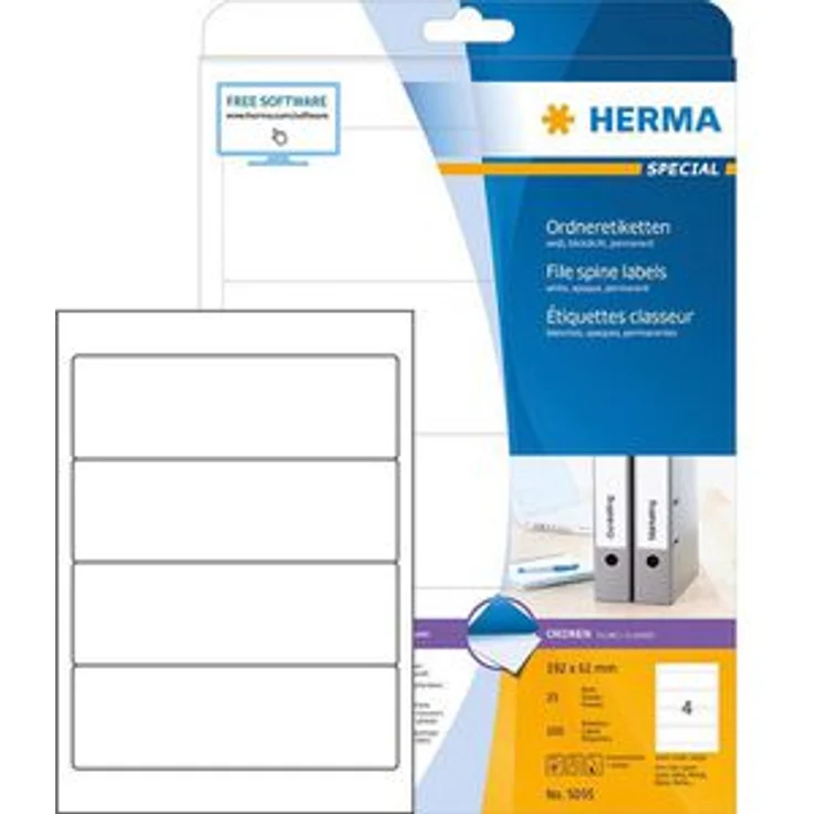 Herma Special 5095 Ordner-Etiketten 61 x 192 weiß – Bild 1