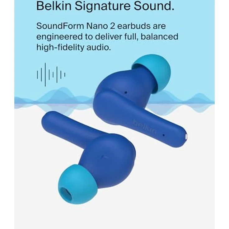 Belkin Soundform Nano2 Wireless Kinder In-Ear blau AUC011btBL, Kabellose Kopfhörer - 8 Stunden Akkulaufzeit – Bild 7