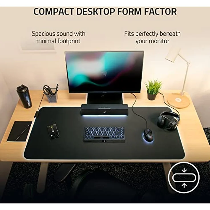 Razer Leviathan V2 X - PC-Gaming-Soundbar (PC-Soundbar mit Full-Range-Treibern, Kompaktes Format, Stromversorgung und Audio per USB Typ C, Bluetooth 5.0, Razer Chroma RGB) Schwarz – Bild 3