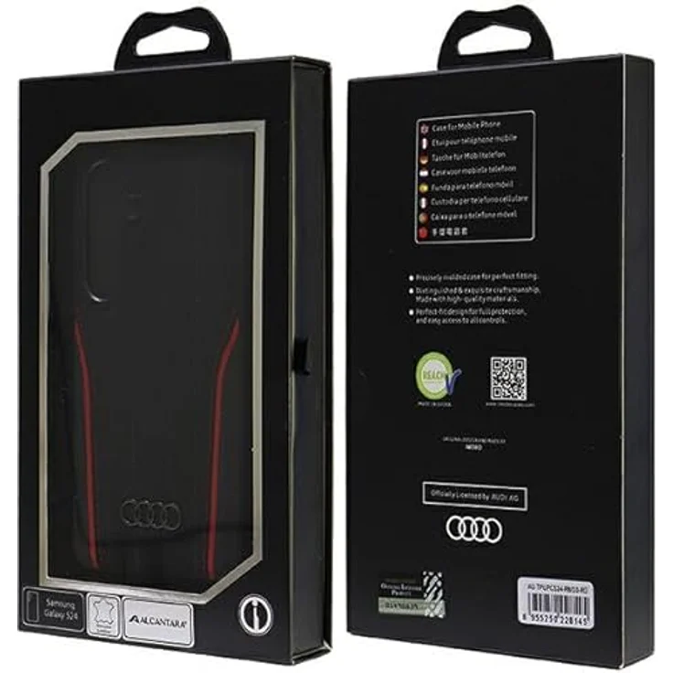 Audi Genuine Leather MagSafe S921, Smartphone Hülle für Samsung Galaxy S24+, Rot-Schwarz, echtes Leder, präzise Passform, MagSafe-kompatibel – Bild 7