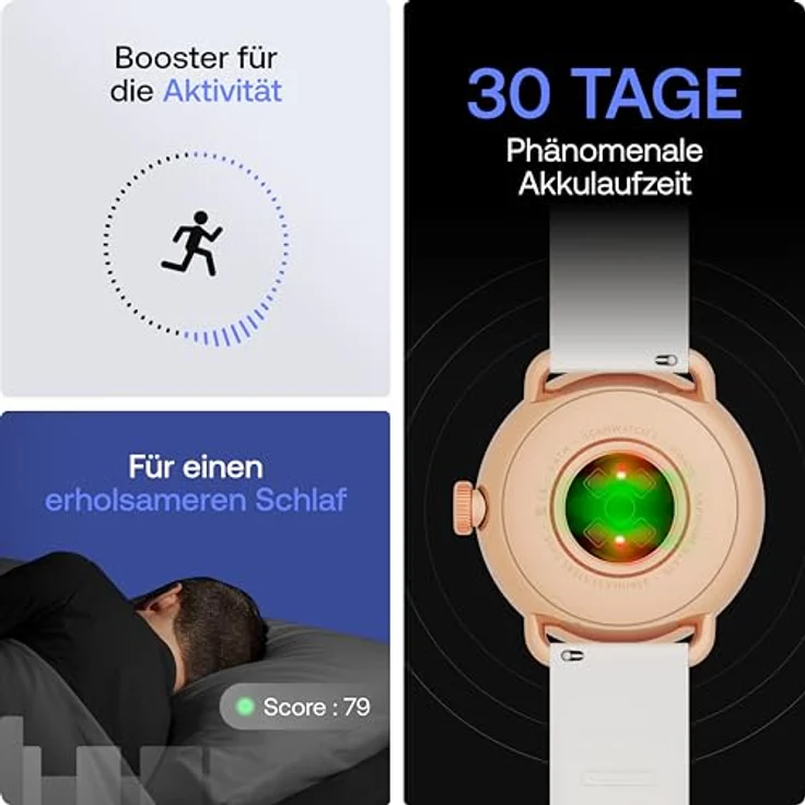 Withings Scan Watch 2 (38 mm, Edelstahl), Sportuhr + Smartwatch mit Temperaturüberwachung, Herzfrequenzmessung und Schlafindex, silber – Bild 6