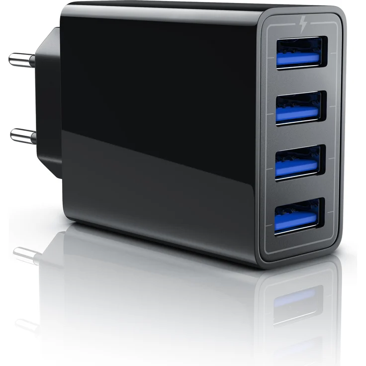 Aplic 4-Port USB-Ladegerät, 5000 mA, 25W, kompaktes Netzteil für Handy und Tablet, ideal für unterwegs