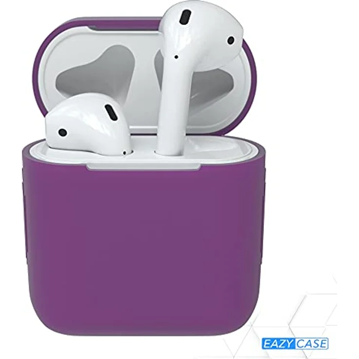 EAZY CASE Kopfhörer-Schutzhülle Silikon Hülle für Apple AirPods 1 & 2, Fullcover Box Silikoncase Schutzhülle Lila – Bild 2