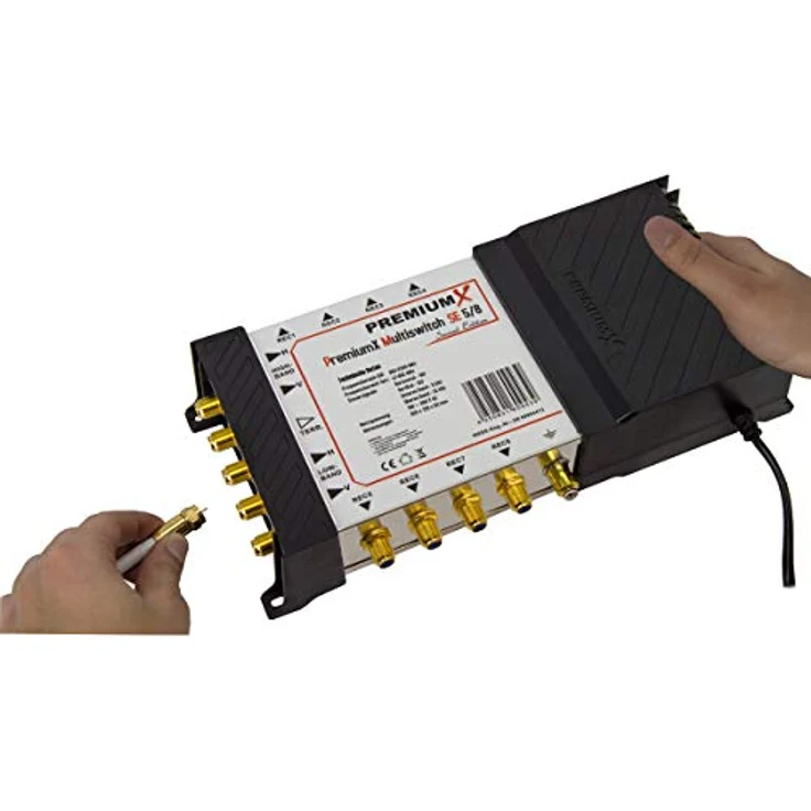 PremiumX SAT-Multischalter 5/8 Switch mit Quattro LNB in Weiß und 24 F-Steckern für bis zu 8 Teilnehmer, geeignet für HD und 4K – Bild 3