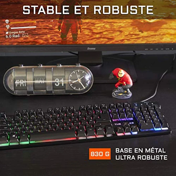 THE G-LAB Combo Krypton, Gaming-Tastatur AZERTY mit USB Anti-Ghosting und Gaming-Maus 6 Tasten 3200 DPI – kabelgebundenes Gamer Pack für PC, PS4, Xbox One, Mac mit RGB-Hintergrundbeleuchtung, schwarz – Bild 4