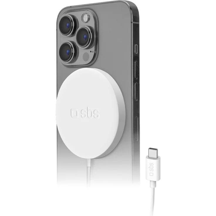SBS Mag Smartphone Weiß USB Kabelloses Aufladen Schnellladung Drinnen