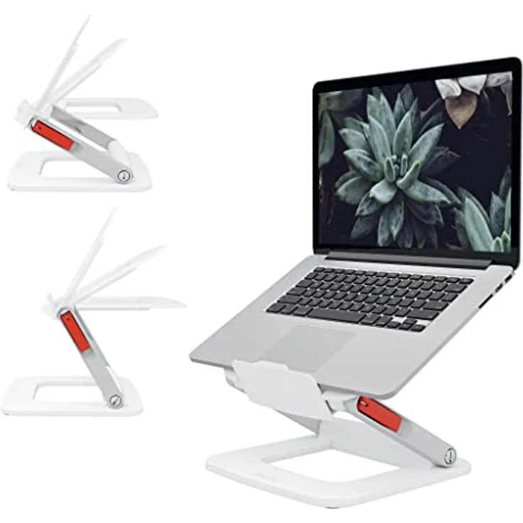 Leitz höhenverstellbarer Laptopständer mit mehreren Winkeln, für 13“ - 15“ Laptops, 6 voreingestellte Höhen- und Winkelkombinationen, kompakte Standfläche, Ergo-Sortiment, Weiß, 64240001 – Bild 1