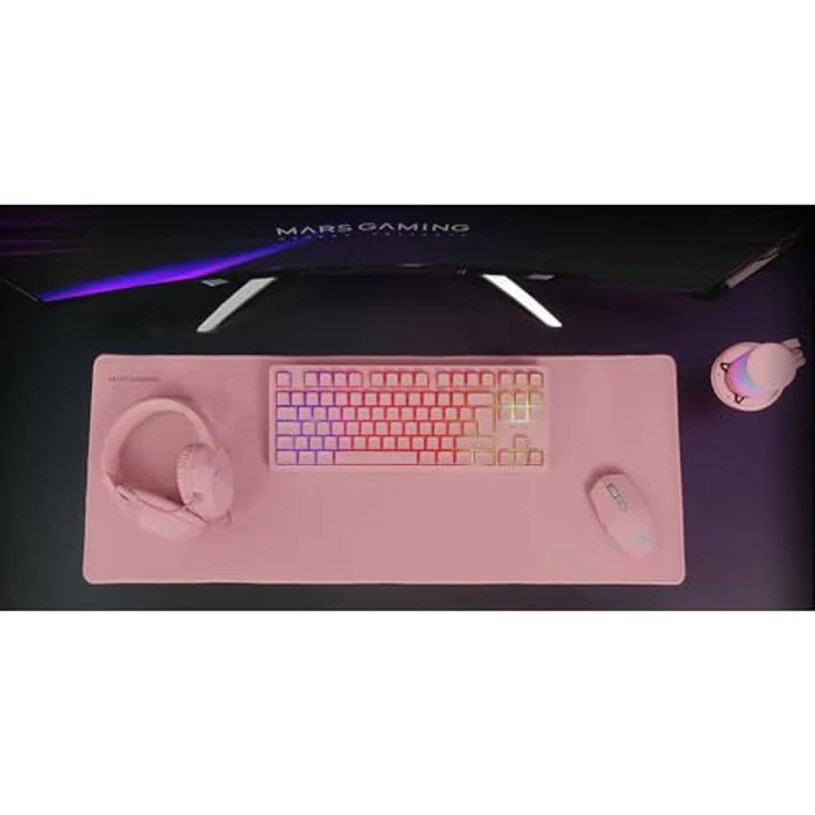 Mars Gaming MCP-RGB3, Gaming-Pack mit RGB-Tastatur, RGB-Flow-Maus 3200 DPI, Over-Ear RGB-Headset und XXL-Mauspad, rosa, portugiesische Sprache – Bild 2