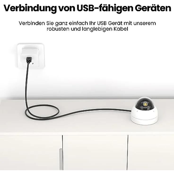 JAMEGA 1m USB 2.0 Kabel - USB A-Stecker auf USB A-Stecker Highspeed Datenkabel, Schwarz – Bild 4