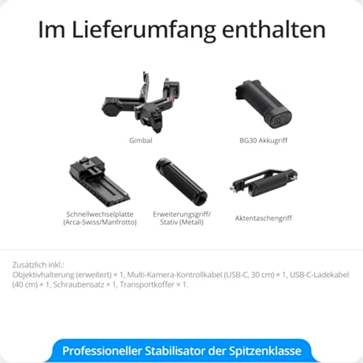 DJI RS 4 Pro Standard, Stabilisierungssystem Pro mit Akkugriff und Schnellwechselplatte – Bild 5