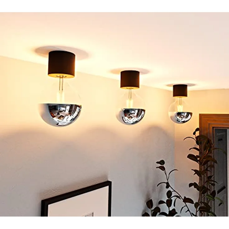 SSC-LUXon NAMBI Deckenleuchte Schwarz mit E27 LED Globe XL Birne - Warmweiß, Aufbaulampe ohne Schirm – Bild 2